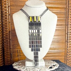 Armani Exchange Art Deco Rectangular Waterfall Statement Vintage Necklace
